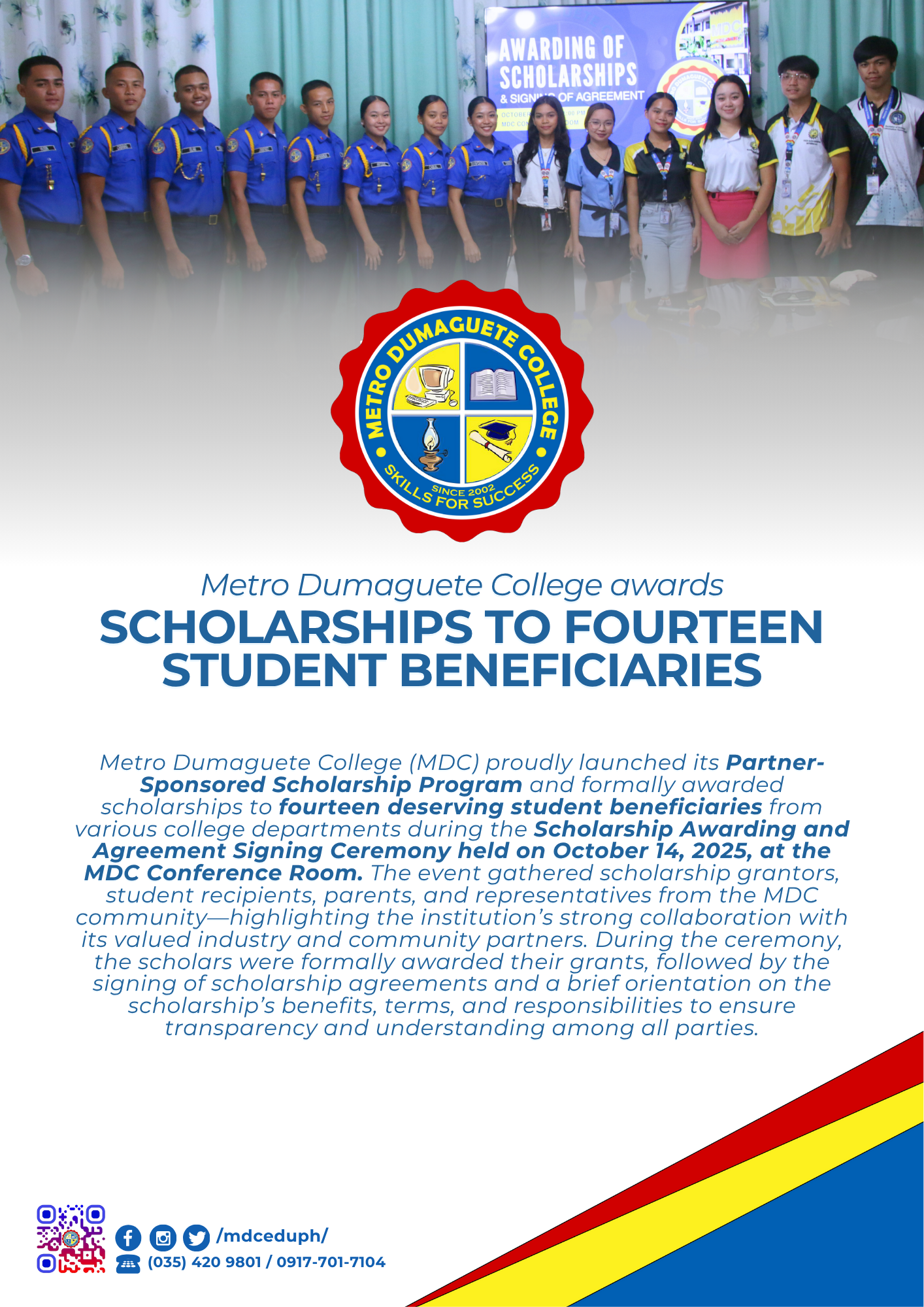 MDC Awards Scholarships to Fourteen Student Beneficiaries